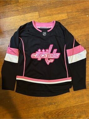 NHL Washington Capitals Black and Pink Girls Jersey